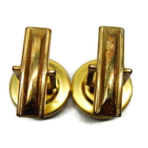 Round Cabochon Pioneer Black & Gold Tone Vintage Cufflinks - Picture 8 of 9